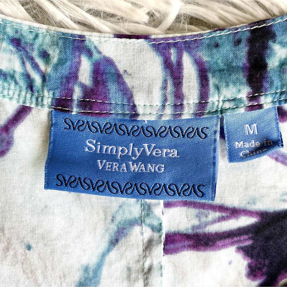 Simply Vera by Vera Wang Women's Sleeveless Blue Tie Dye Tunic Top Size M. - Picture 6 of 6